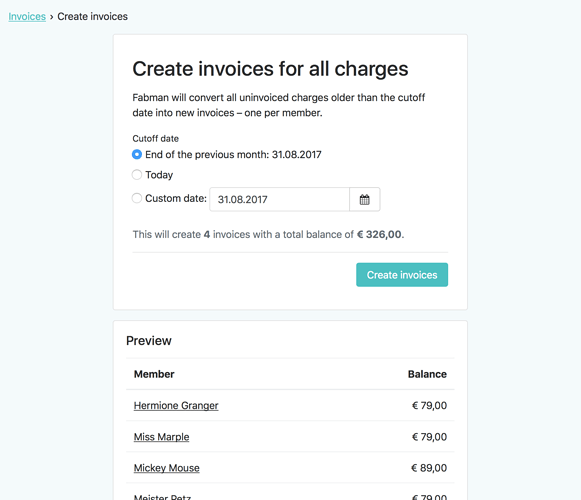 Create invoices