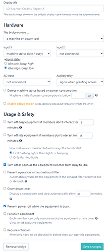Fabman Bridge configuration